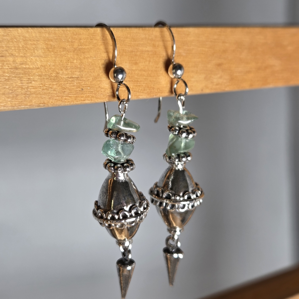 Elegant Sterling Silver and Green Apatite Dangle Earrings